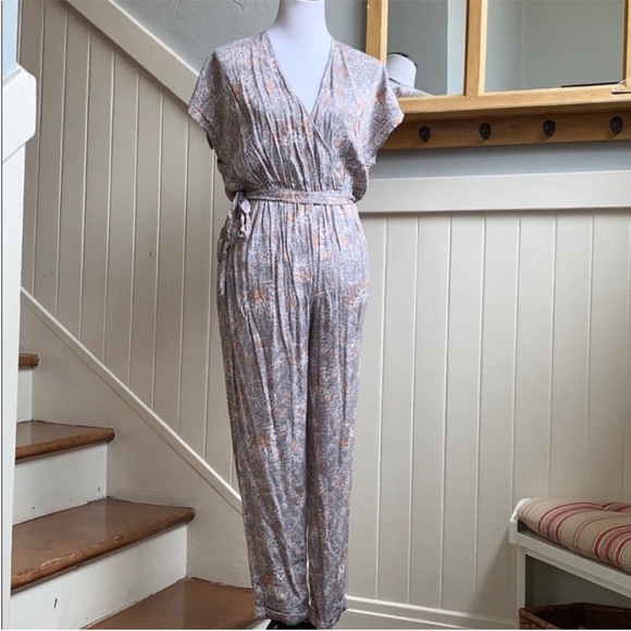 Like New Free People Universal Surplice Jumpsuit in Taupe EUC - Picture 2 of 8